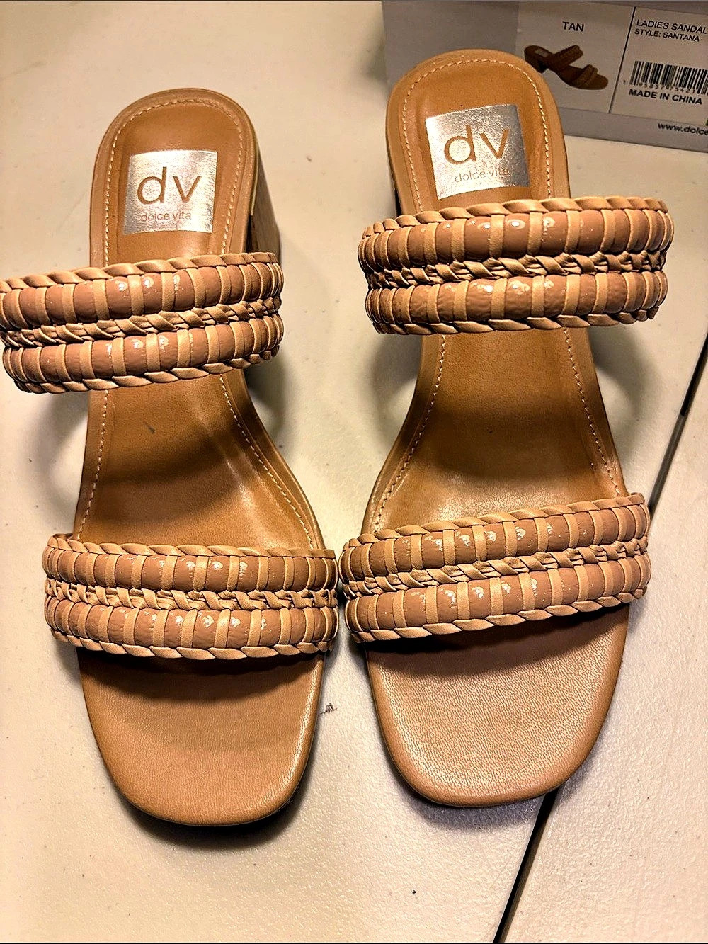 DV by Dolce Vita Braided Strap Wedge Sandals in Brown US 7